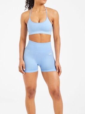 AYBL Light Blue High-Waist Athletic Shorts & bra